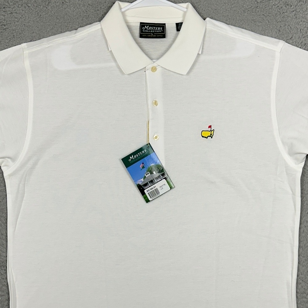 NEW Masters Collection Polo Shirt Mens Large White Golf Performance Rugby Logo